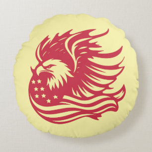 Stunning Patriotic Eagle Digital Artwork Round Cushion