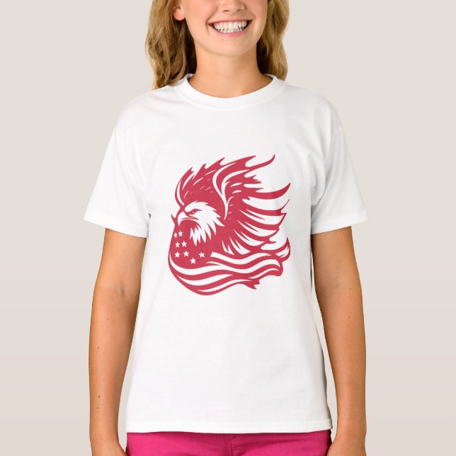 Stunning Patriotic Eagle Digital Artwork T-Shirt (Front)