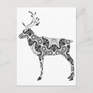 Stunning Pattern Reindeer Colouring Page to Colour Postcard