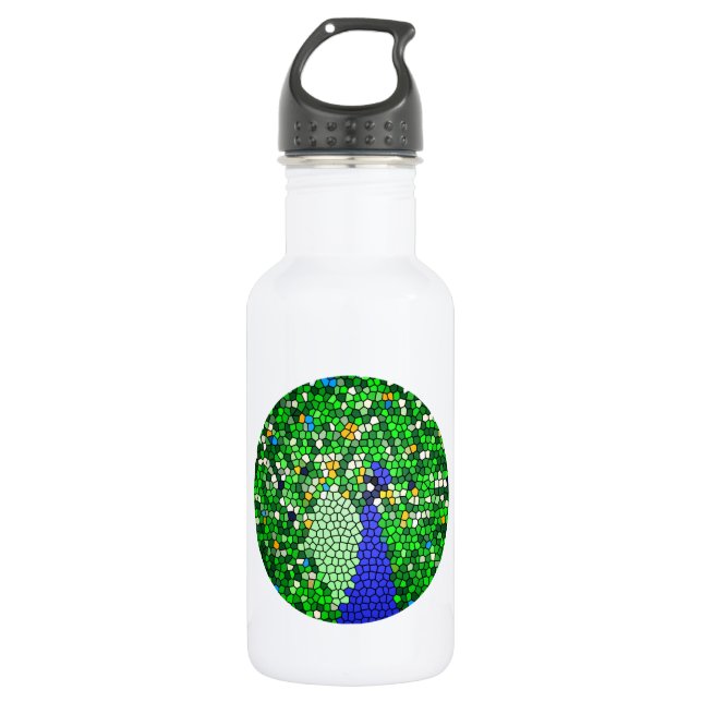 Stunning Peacock mosaic art customised 532 Ml Water Bottle (Front)