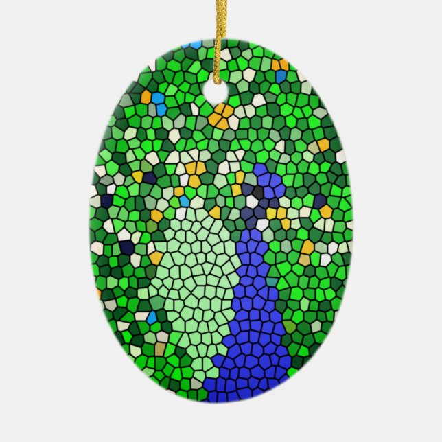 Stunning Peacock mosaic art gifts customised Ceramic Tree Decoration (Front)