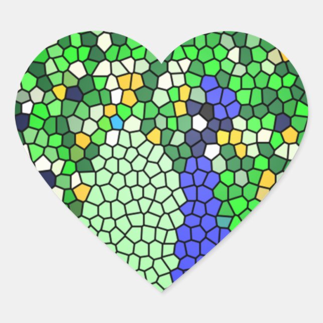 Stunning Peacock mosaic art gifts customised Heart Sticker (Front)