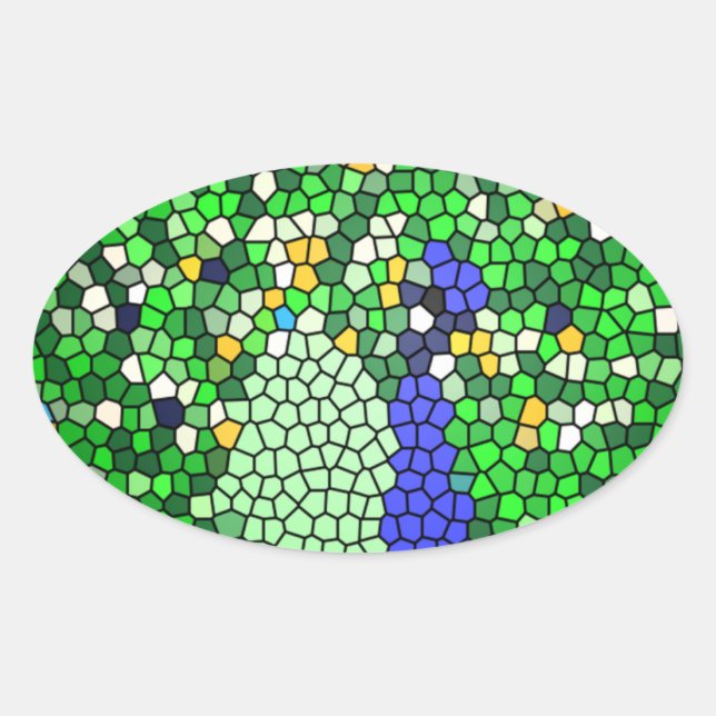 Stunning Peacock mosaic art gifts customised Oval Sticker (Front)