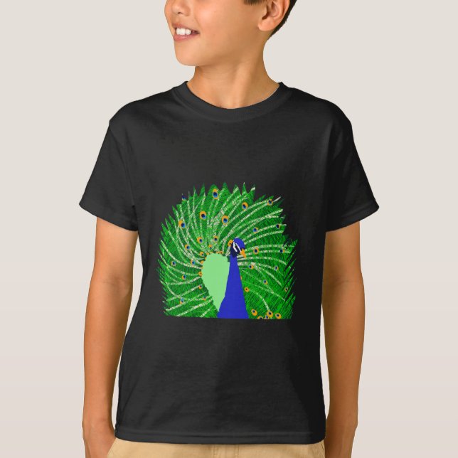 Stunning Peacock original art by Sophie age Ten T-Shirt (Front)