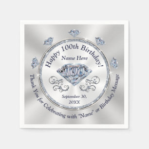 Stunning Personalised, 100th Birthday Napkins