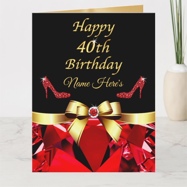 Stunning, Personalised 40th Birthday Card for Her (Front)