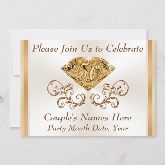 Stunning Personalised 50th Anniversary Invitations (Front)