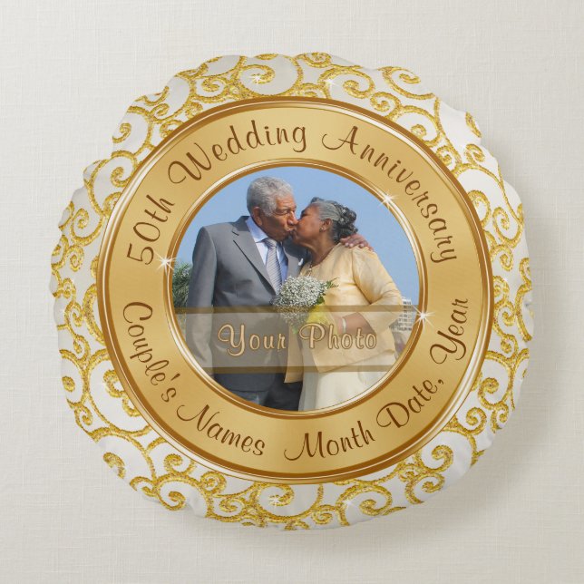 Stunning Personalised 50th Anniversary Pillow (Front)