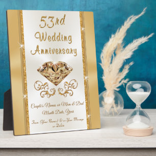 Stunning Personalised 53 Year Anniversary Gift Plaque