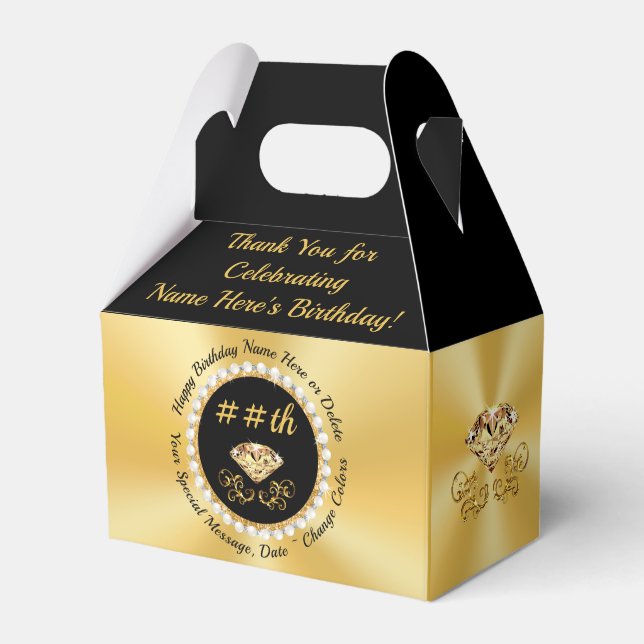 Stunning Personalised, Birthday Favour Boxes, Box (Front Side)