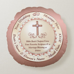 Stunning, Personalised Christian Wedding Gifts, Round Cushion