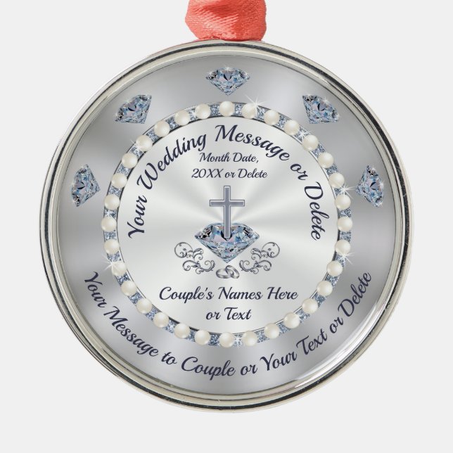 Stunning Personalised, Christian Wedding Ornaments (Front)