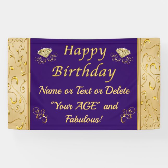 Stunning Personalised Happy Birthday Banner Online (Horizontal)