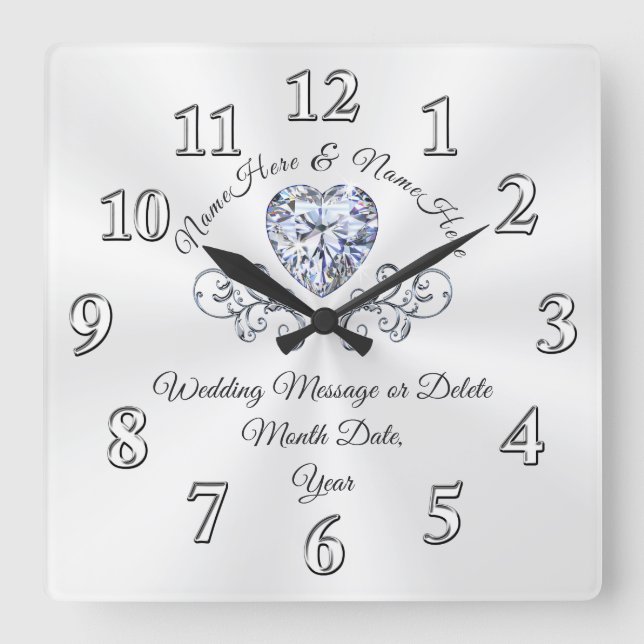 Stunning Personalised Wall Clock Wedding Gift (Front)