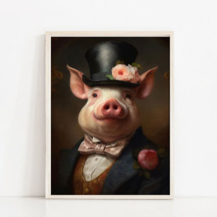 Stunning Pig Vintage Portrait, Victorian Animal Pr Poster