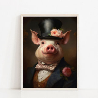 Stunning Pig Vintage Portrait, Victorian Animal Pr Poster