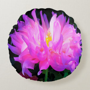 Stunning Pink and Purple Cactus Dahlia Round Cushion