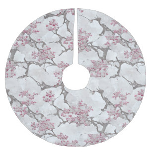 Stunning Pink and Silvery Cherry Blossoms Brushed Polyester Tree Skirt