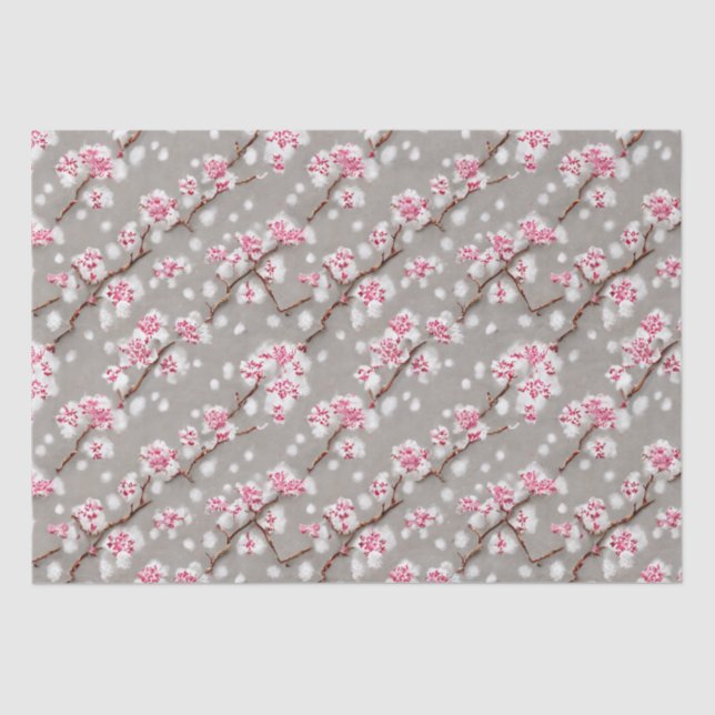 Stunning Pink and Silvery Cherry Blossoms  Tissue Paper (Front)