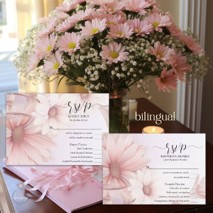 Stunning Pink Daisies RSVP 2 Meal Choice Card