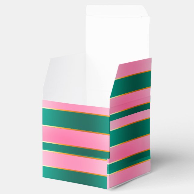 Stunning Pink & Green Modern Stripes  Favour Box (Opened)
