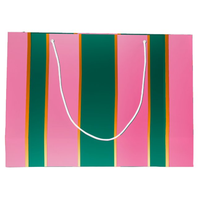 Stunning Pink & Green Modern Stripes  Large Gift Bag (Back)