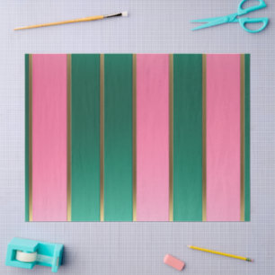Stunning Pink & Green Modern Stripes  Tissue Paper