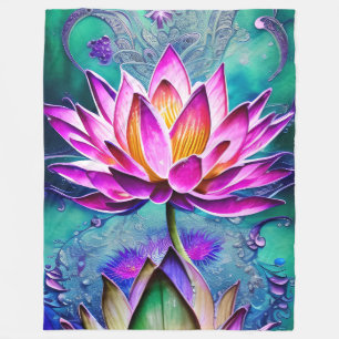 Stunning Pink Lotus Flower Portrait Fleece Blanket