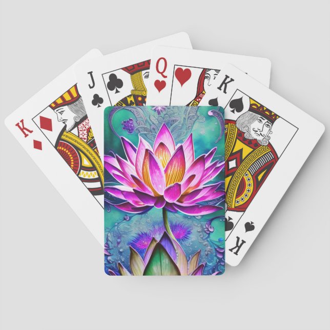 Stunning Pink Lotus Flower Portrait Playing Cards (Back)