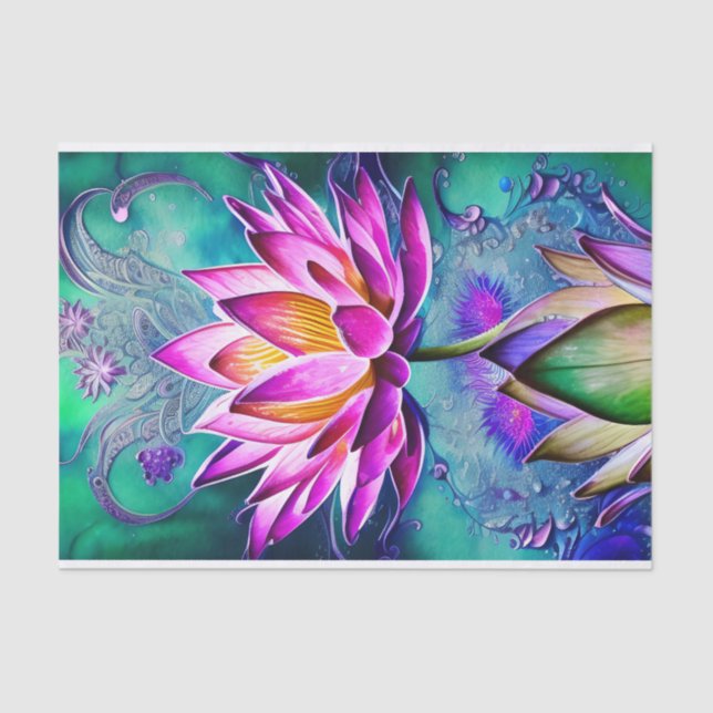 Stunning Pink Lotus Flower Portrait Tissue Paper (Front)