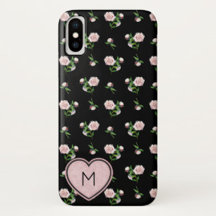 Stunning Pink Rose Pattern Monogrammed iPhone X Case