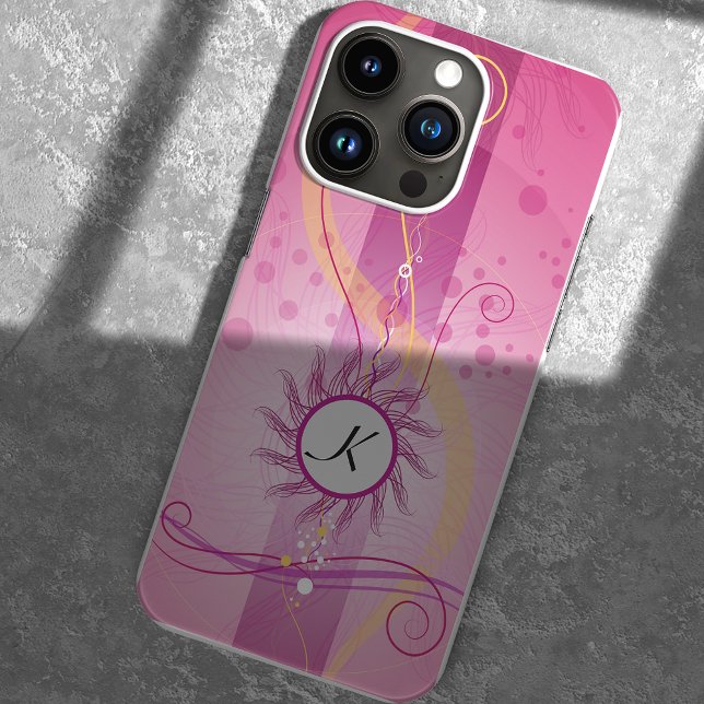 Stunning pink, swirls & dots girly monogram Case-Mate iPhone case (Creator Uploaded)