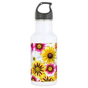 Stunning pink yellow flowers pattern accessories 532 ml water bottle