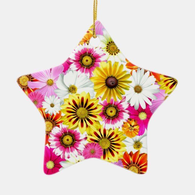 Stunning pink yellow flowers pattern accessories ceramic tree decoration (Front)