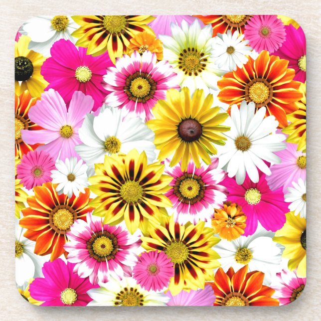 Stunning pink yellow flowers pattern accessories coaster (Front)