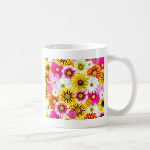 Stunning pink yellow flowers pattern accessories coffee mug