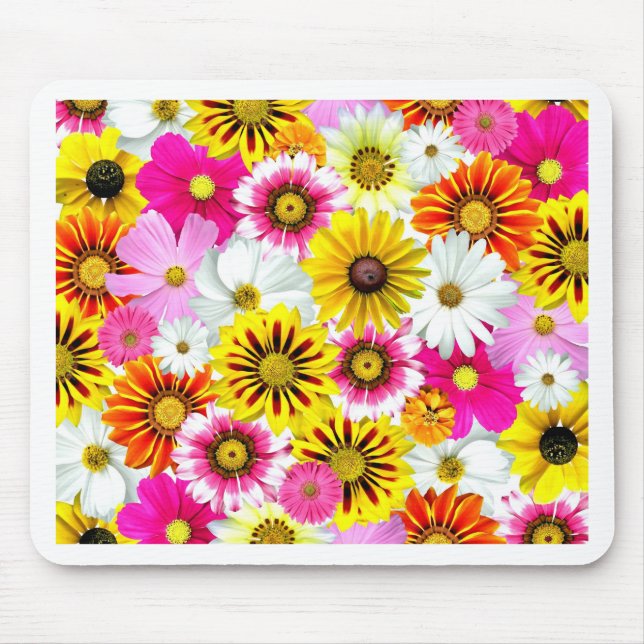 Stunning pink yellow flowers pattern accessories mouse mat (Front)