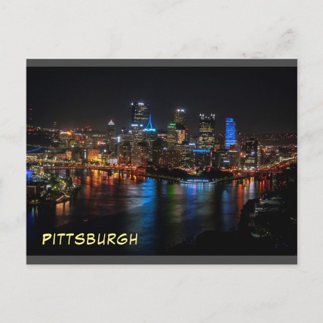 Stunning-Pittsburgh Postcard Night View (Front)