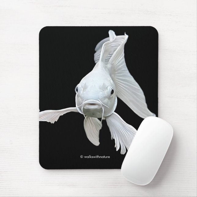 Stunning Platinum Butterfly Koi Carp Fish Mouse Mat (With Mouse)