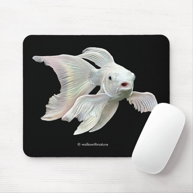 Stunning Platinum Butterfly Koi Carp Fish Mouse Mat (With Mouse)