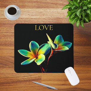 Stunning Plumeria Watercolor Theme Mousepad