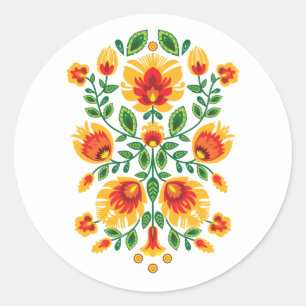  💛🧡❤️Stunning polish Folk Wycinanki  Classic Round Sticker