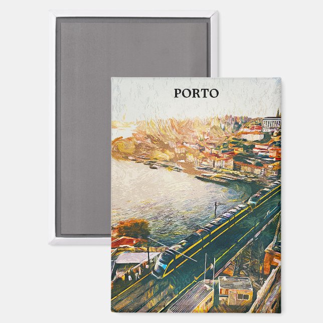 Stunning Porto Portugal Oil Painting Magnet (Front/Back)
