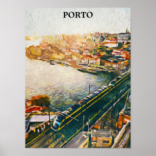 Stunning Porto Portugal Oil Painting Poster