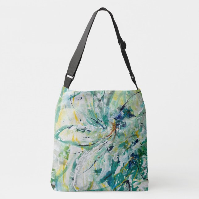 Stunning print of original art on a crossbody tote (Back)