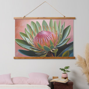 Stunning Protea Painting Vibrant Floral  Hanging Tapestry