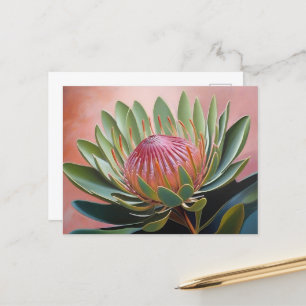 Stunning Protea Painting Vibrant Floral Postcard