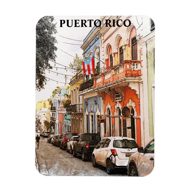 Stunning Puerto Rico Vintage Travel Magnet (Vertical)