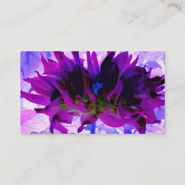 Stunning Purple and Black Cactus Dahlia Business Card (Front)