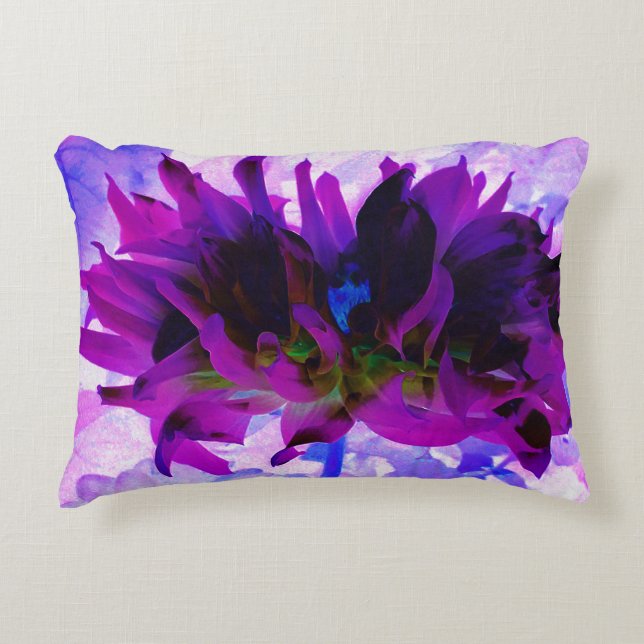 Stunning Purple and Black Cactus Dahlia Decorative Cushion (Front)